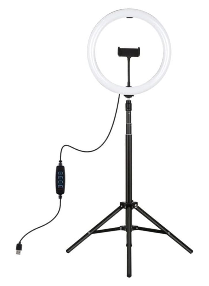 12 Inch Dimmable LED Photography Ring Light With Tripod Light Stand Black