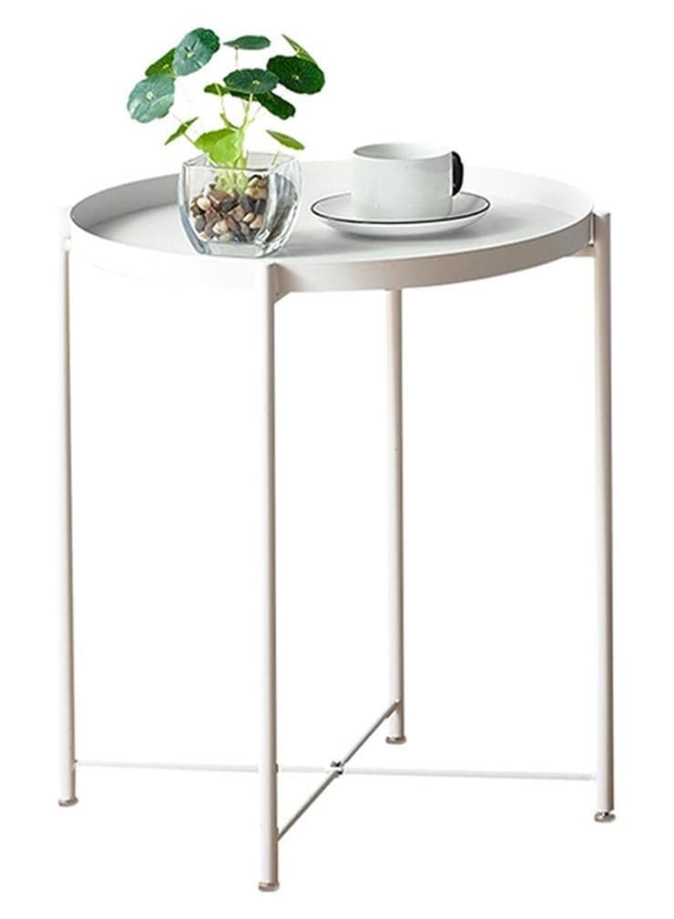 Round Table Nightstand Sofa Table Furniture White 52x47.5x47.5cm
