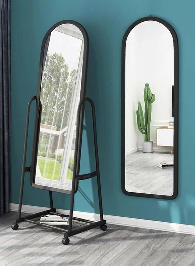 Dressing Mirror With Stand Holder Full Length Mirror Dressing Mirror, Full Body Mirror for Living room, Bedroom Black/White 124x40x6cm