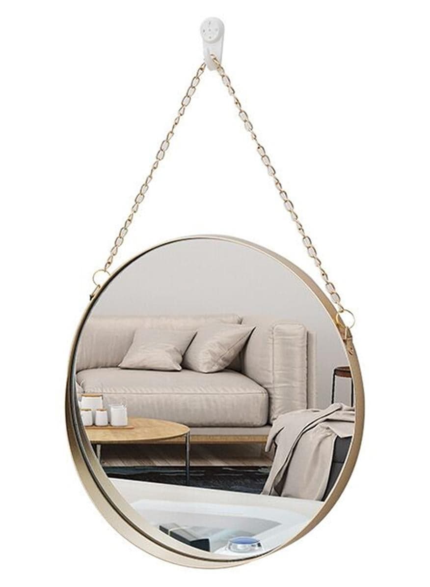 Round Wall Hanging Mirror Gold/Clear 25x38cm