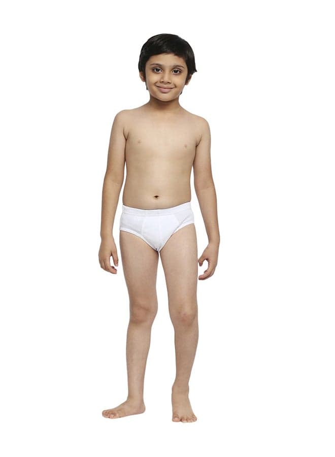 Boy'S 100% Combed Cotton Brief Skin Friendly Soft Fabric Covered Waist Underwear - White (1Pc Pack) White