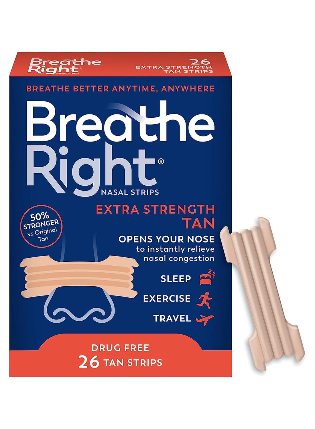 Nasal Strips Extra Tan, 26 Strips