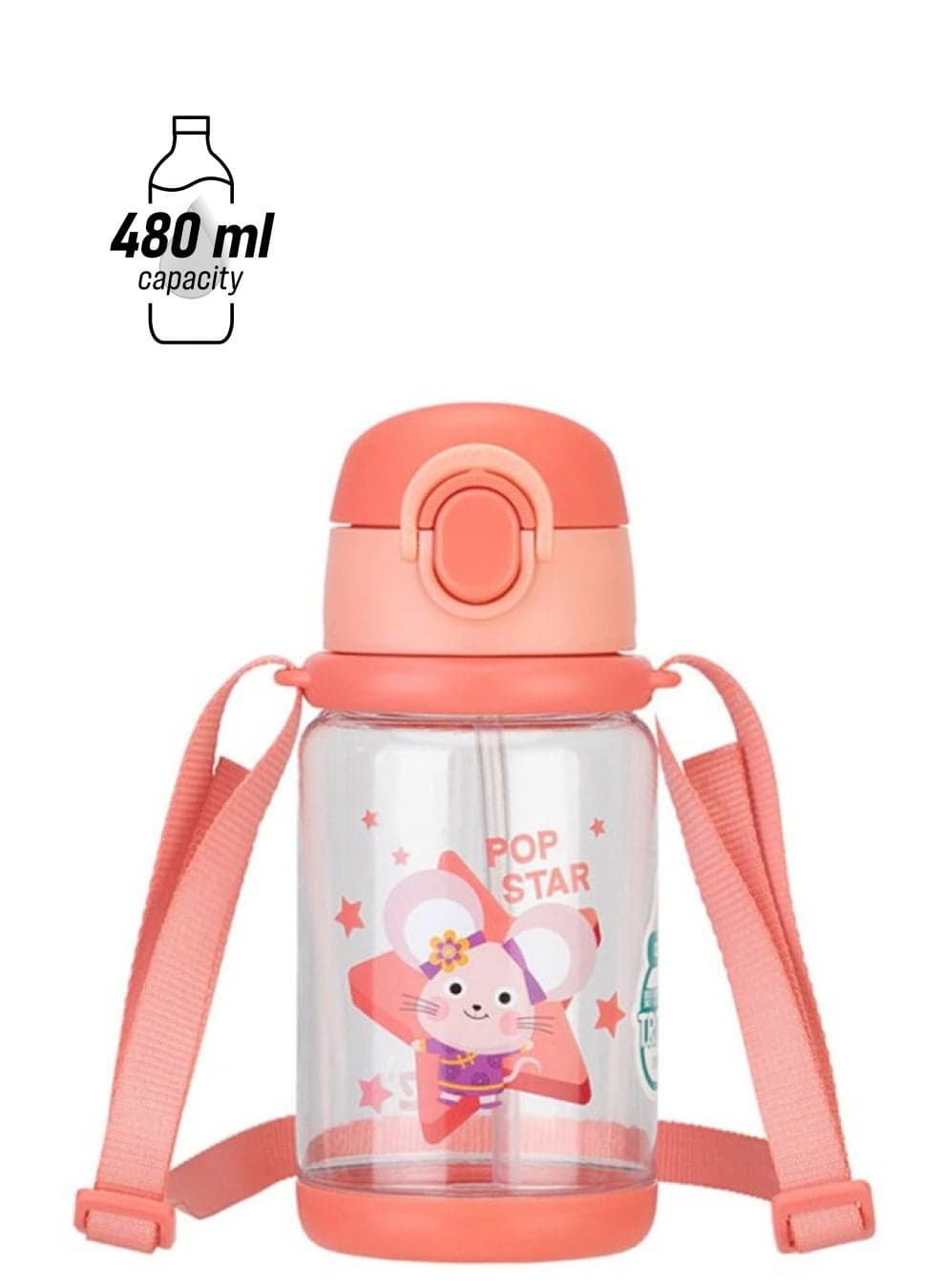 Children Water Bottle Clear/Pink/Blue 18.7cm