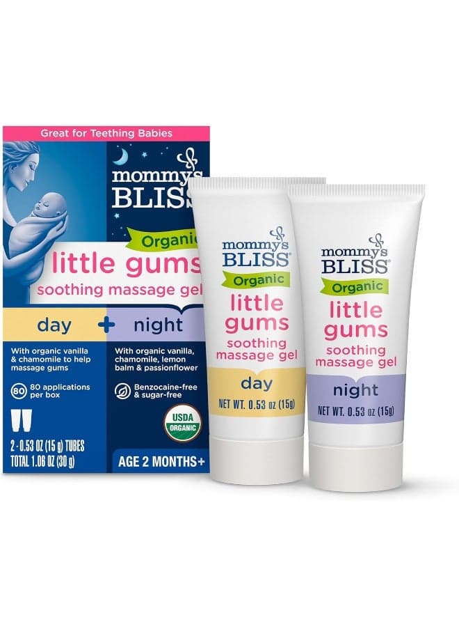 Organic, Little Gums Soothing Massage Gel, Day/Night Pack, 2 Tubes Each 0.53 oz Packaging May Vary 30grams