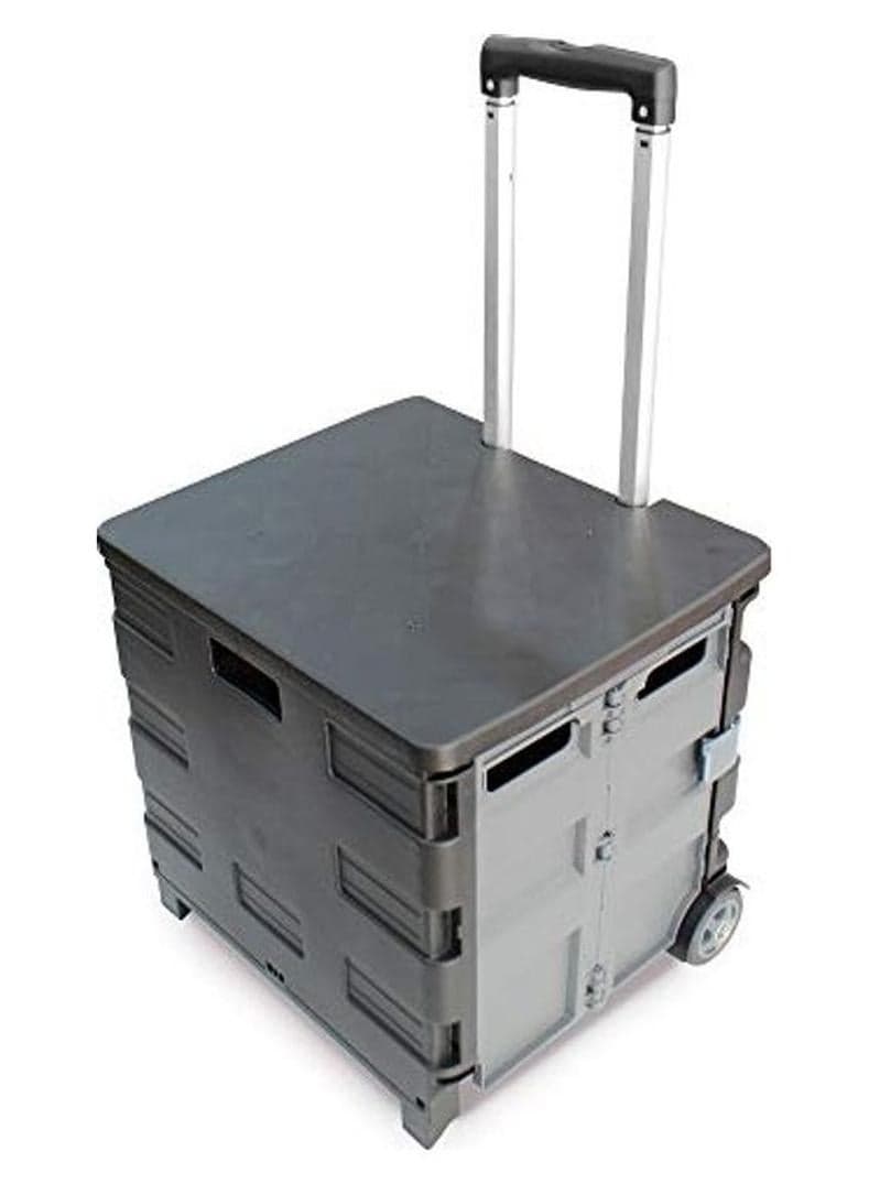 25kg Folding Shopping Trolley Storage Boot Cart Box (Black/Grey) Black 38x36x8cm