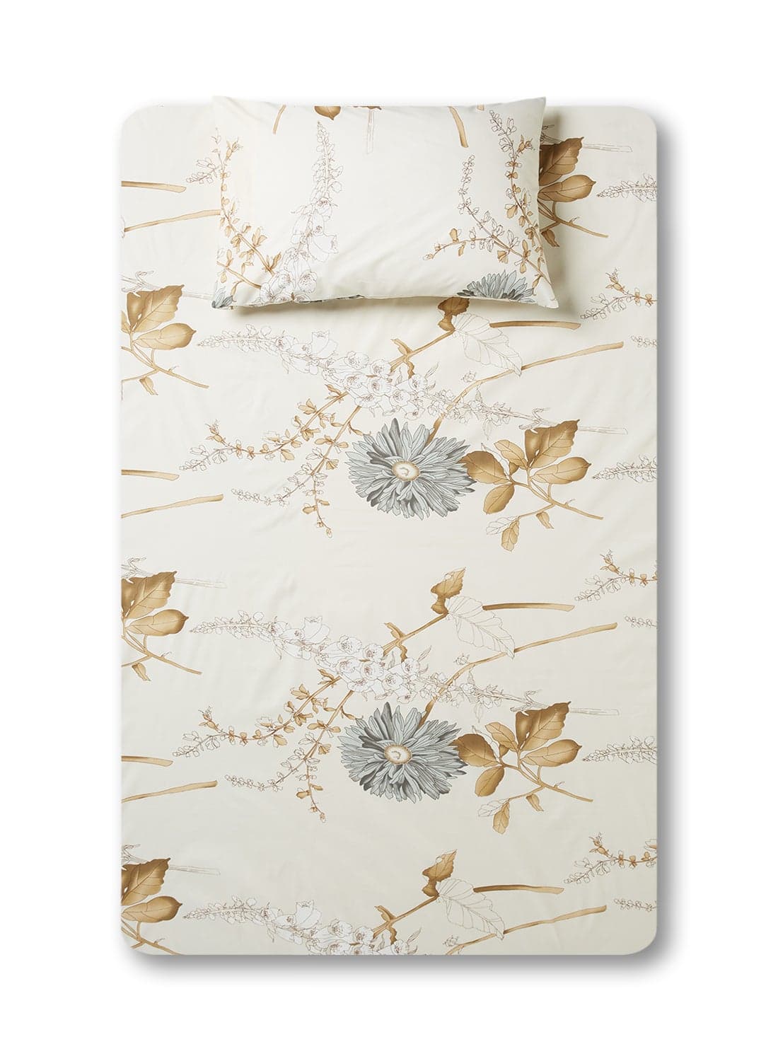 2-Piece 180 TC Premium Collection Single Size Printed Bedsheet And Pillow Case Set Includes 1xBedsheet 147x240 cm, 1xPillow Case Cotton Multicolour 50x75cm