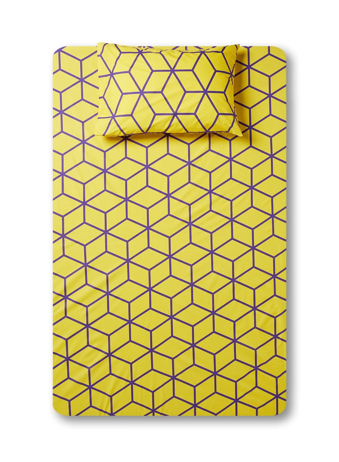 2-Piece Printed Bedsheet Set Single Size Premium Collection 180 TC Cotton Marigold Yellow
