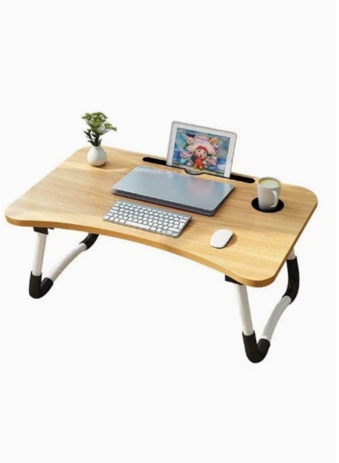 Foldable Laptop Table With Cup Holder Multicolour. 40.5x60x5.5cm
