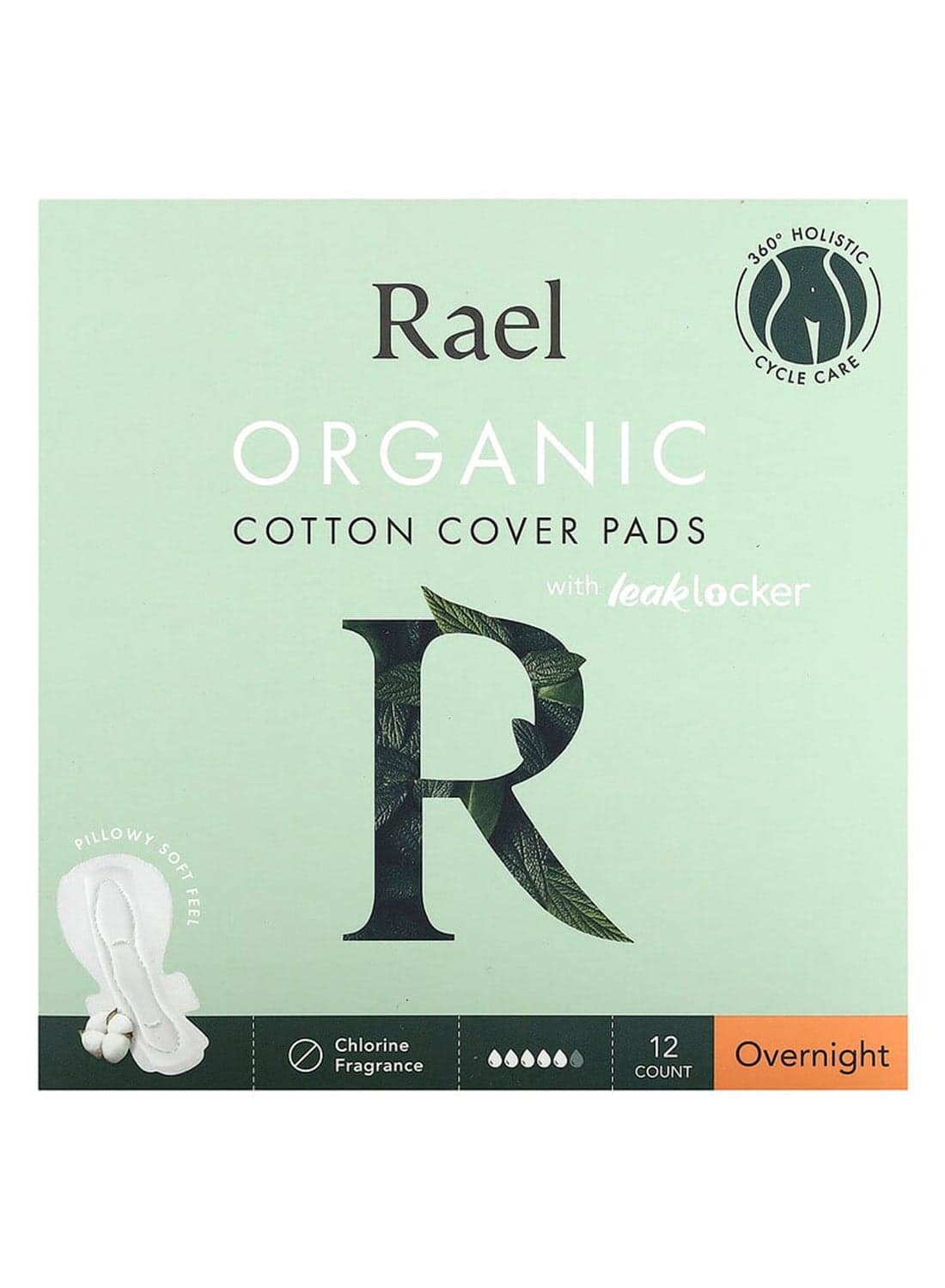 Organic Cotton Cover Pads with Leak Locker, Overnight , 12 Count as per titleml