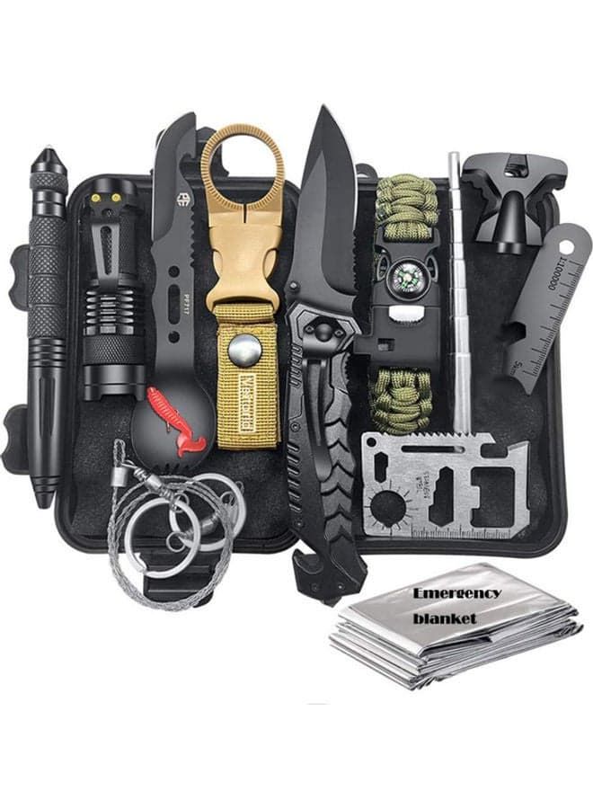 12-in-1 Survival Camping Kit, 17x5.2x12cm – Portable Emergency Gear 17x5.2x12cm