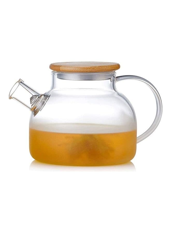 1000Ml Borosilicate Glass Teapot With Bamboo Lid Clear 1000ml