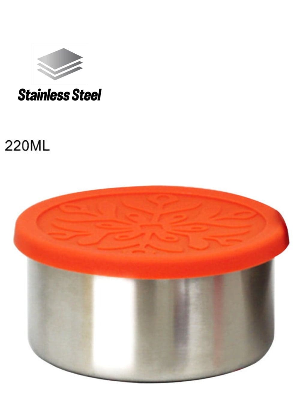 Fresh Bowl Lunch Food Storage Container with Lid Silver/Orange