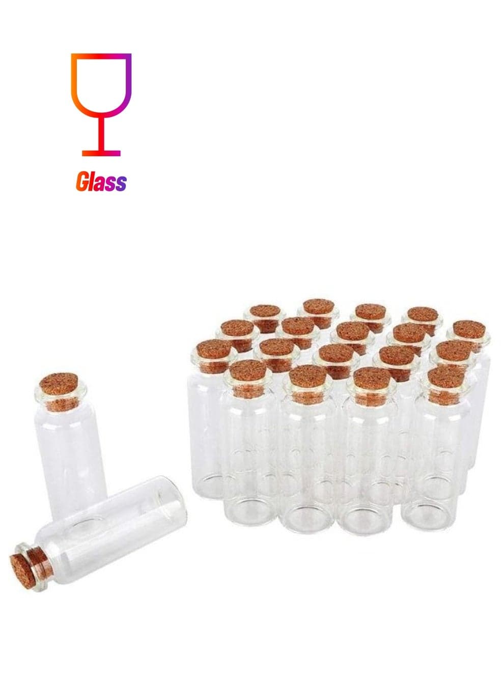 20 Pieces Mini Glass Bottles Clear 2.5 x 0.95inch