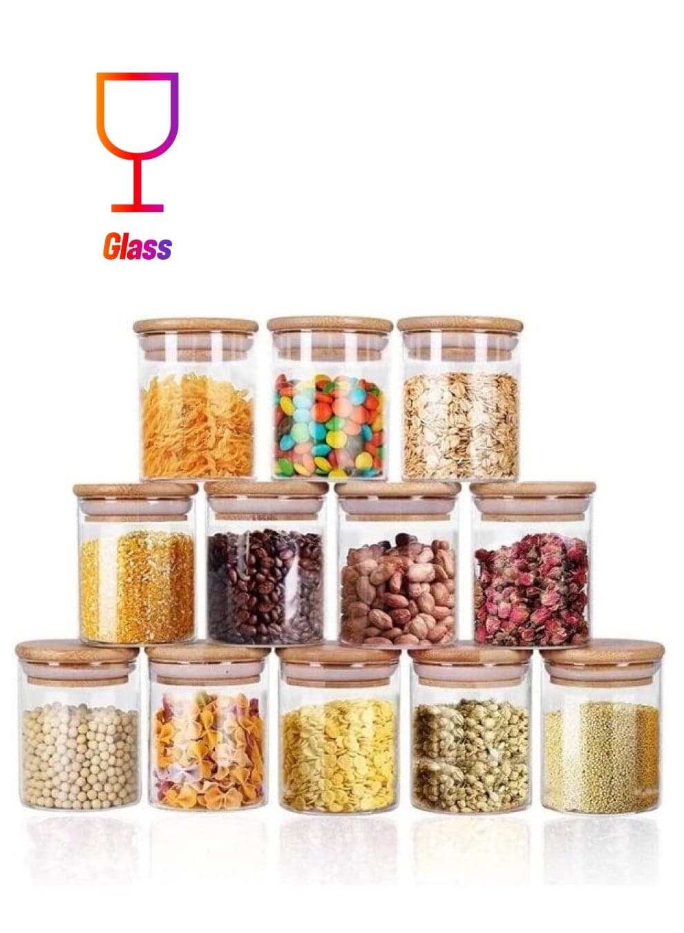 12-Piece Spices Storage Mini Glass Jars Clear 250ml