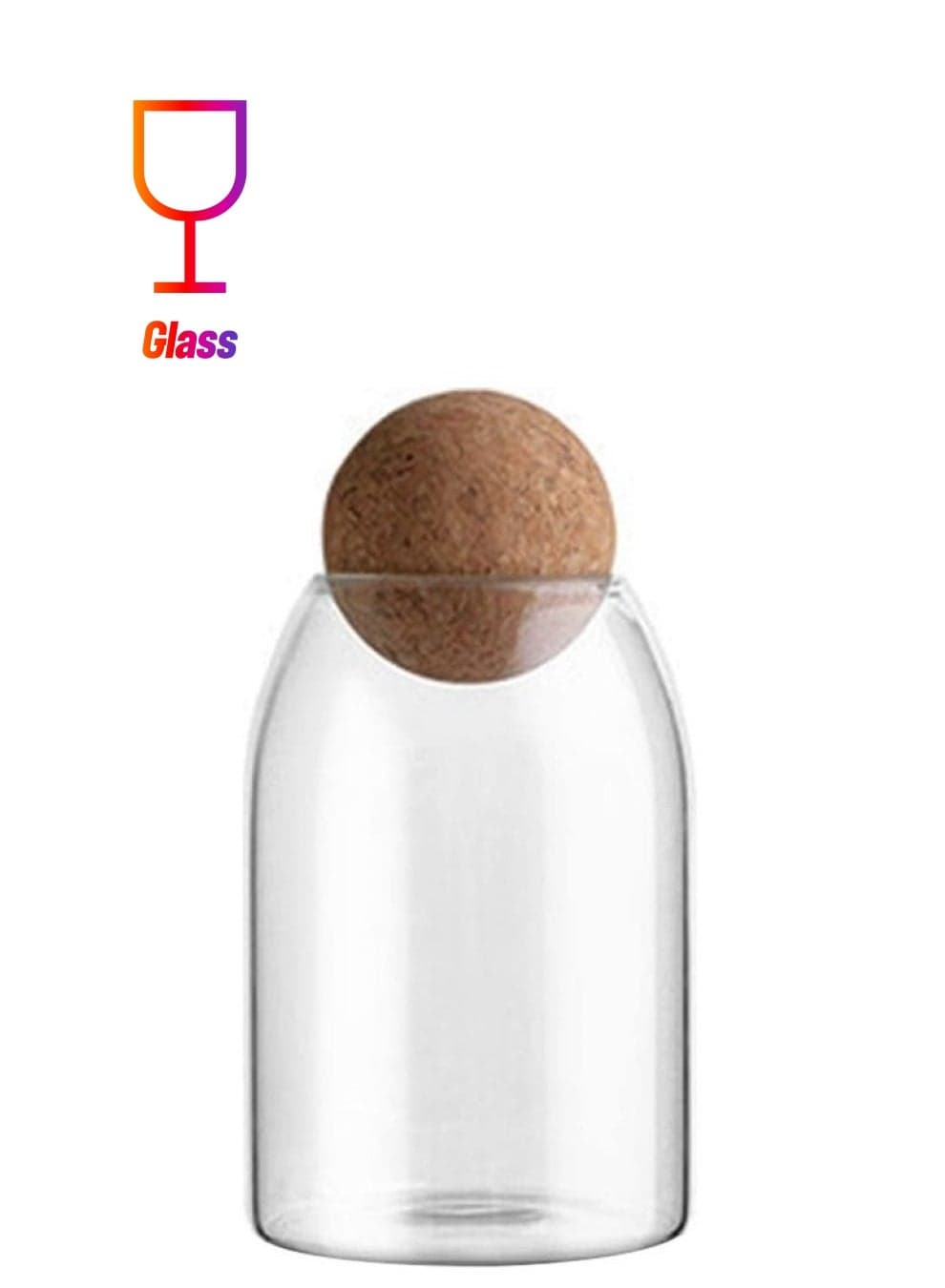 Food Storage Jar With Round Ball Cork Lid Clear 750ml