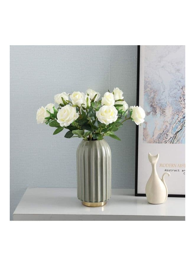 12 Pcs Artificial Rose Stem 52 cm White