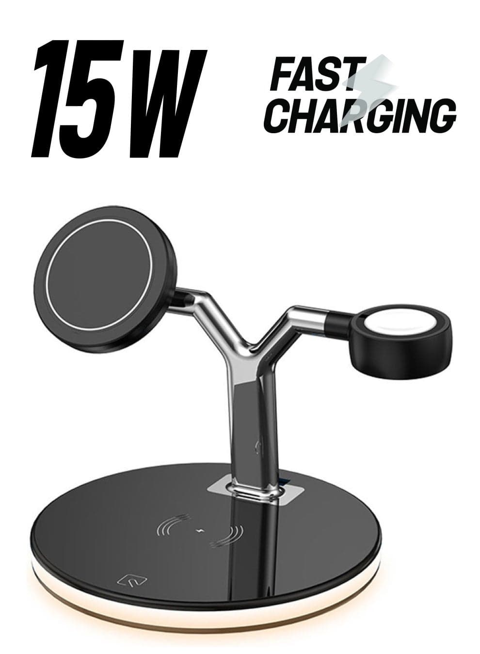 3-in-1 Wireless Fast Charging Stand Quick Charger Multicolour