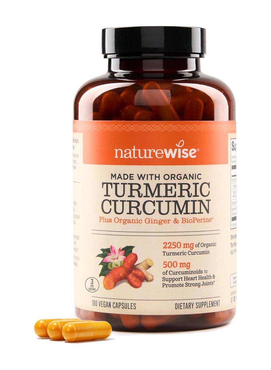Curcumin Turmeric Plus Ginger & BioPerine* 180 Vegan Capsules