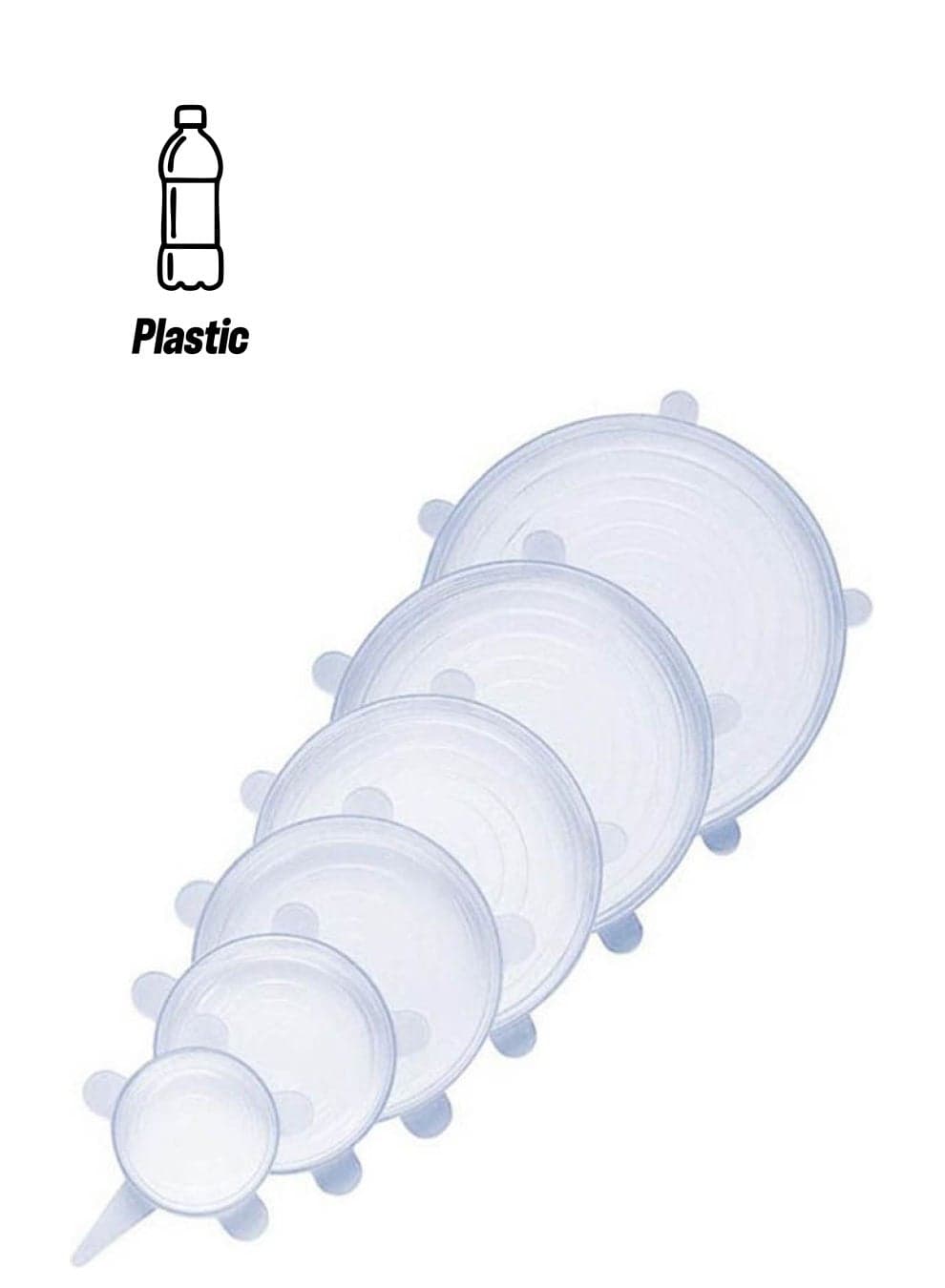 Silicone Stretch Lids (6 Pack) Clear 118grams