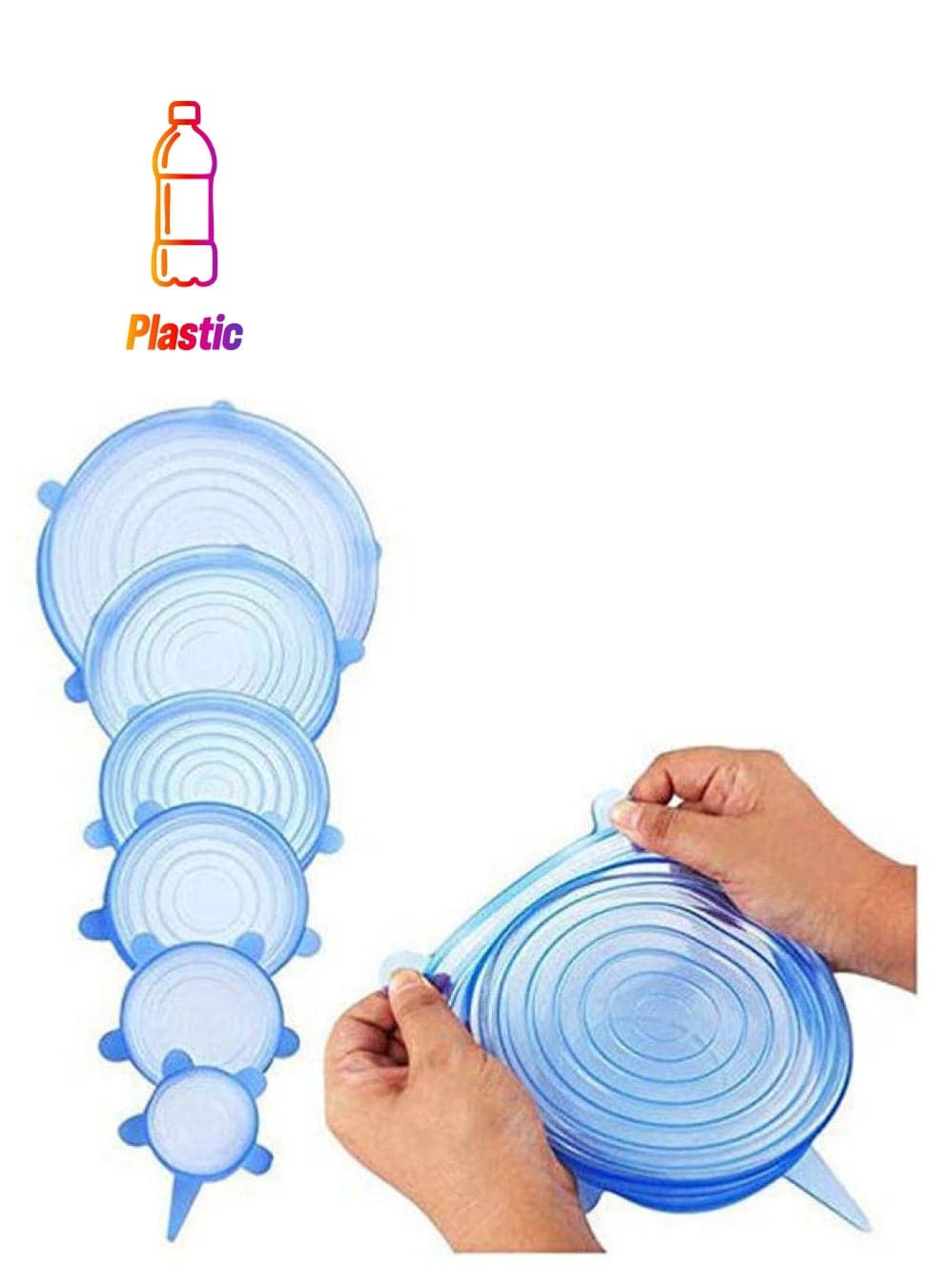 Silicone Stretch Lids 6 Pack Suction Lid Blue