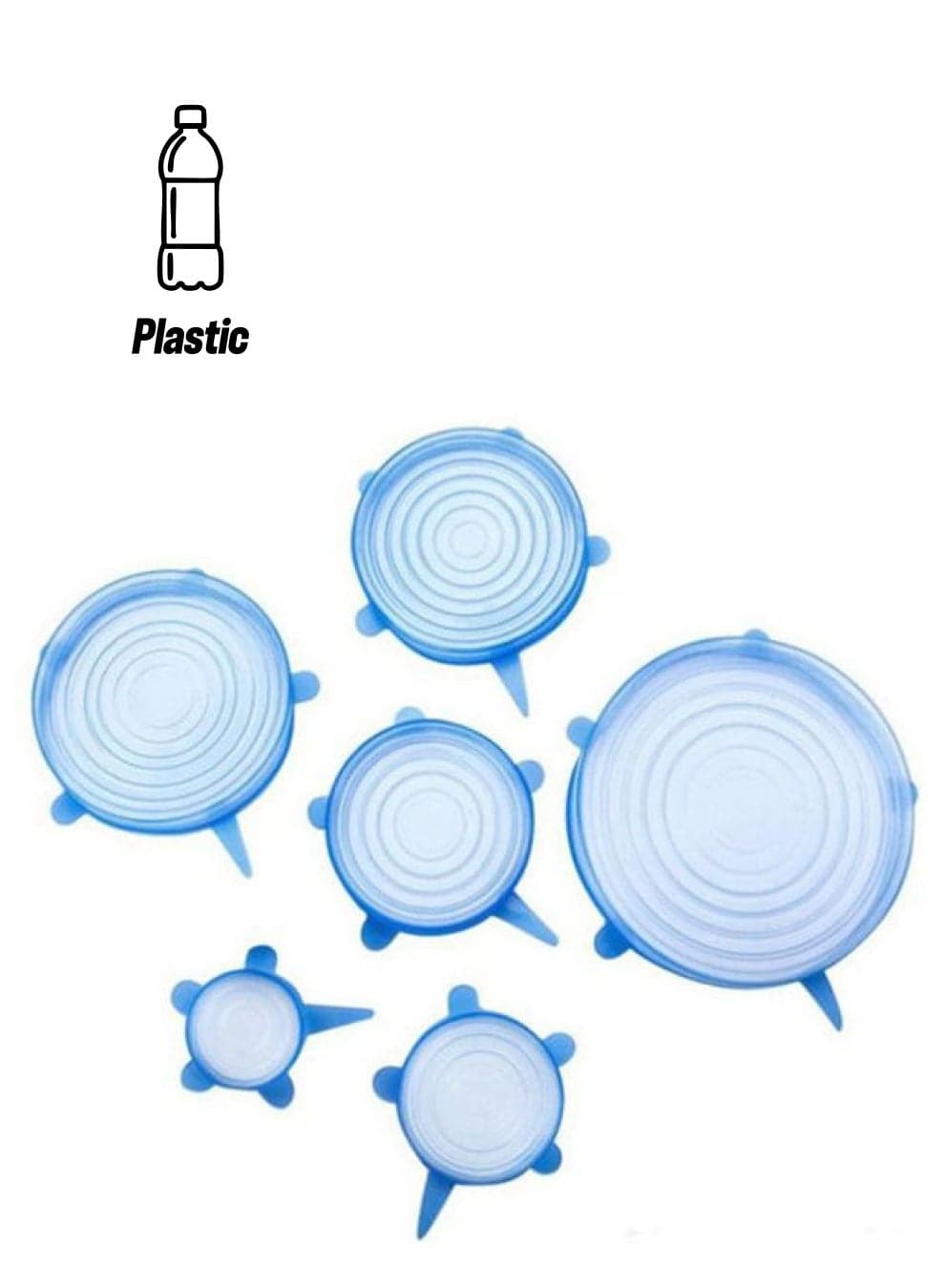 6 Pcs Reusable Silicone Stretch Lids Universal Lid Blue