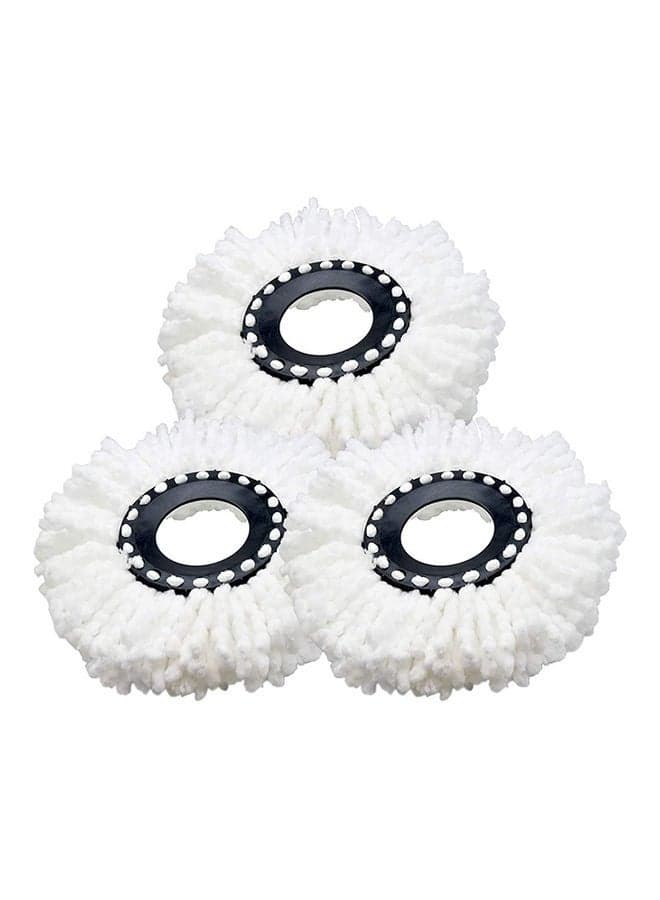 3-Piece Replacement Spin Mop Head Set White/Black