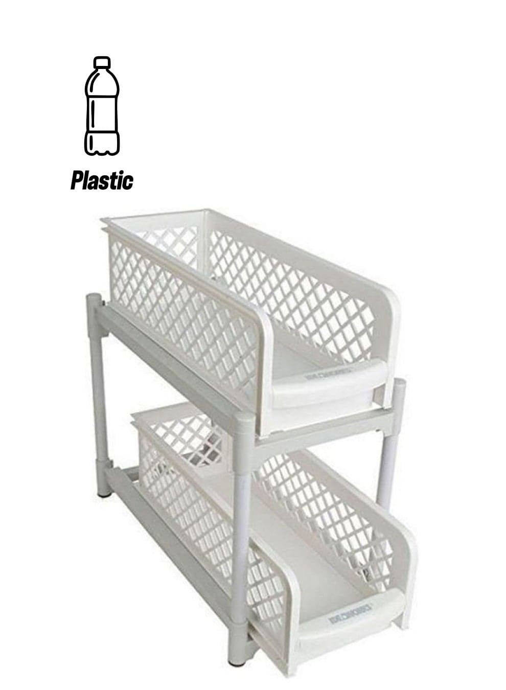 2 Tier Portable Basket Drawers Bathroom Kitchen Space Saving Storage Containers Multicolour