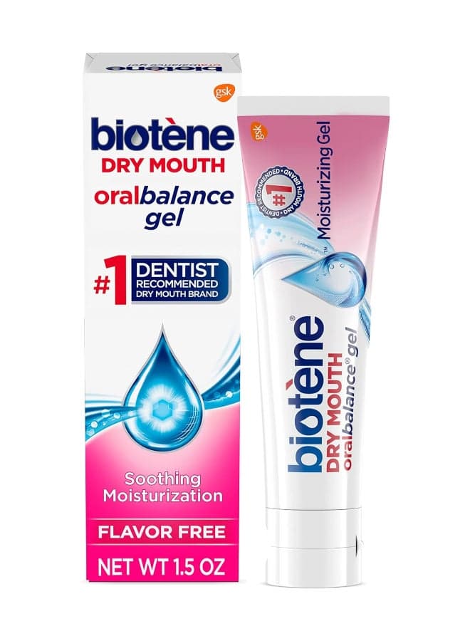 Oral Balance Moisturizing Gel, Alcohol Free Gel And Dry Mouth Gel, Flavor Free, 1.5 Oz Blue 42grams