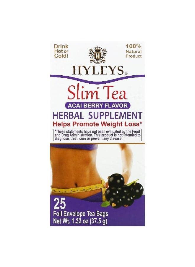Slim Tea Acai Berry 25 Foil Envelope Tea Bags 1.32 Oz 37.5 G