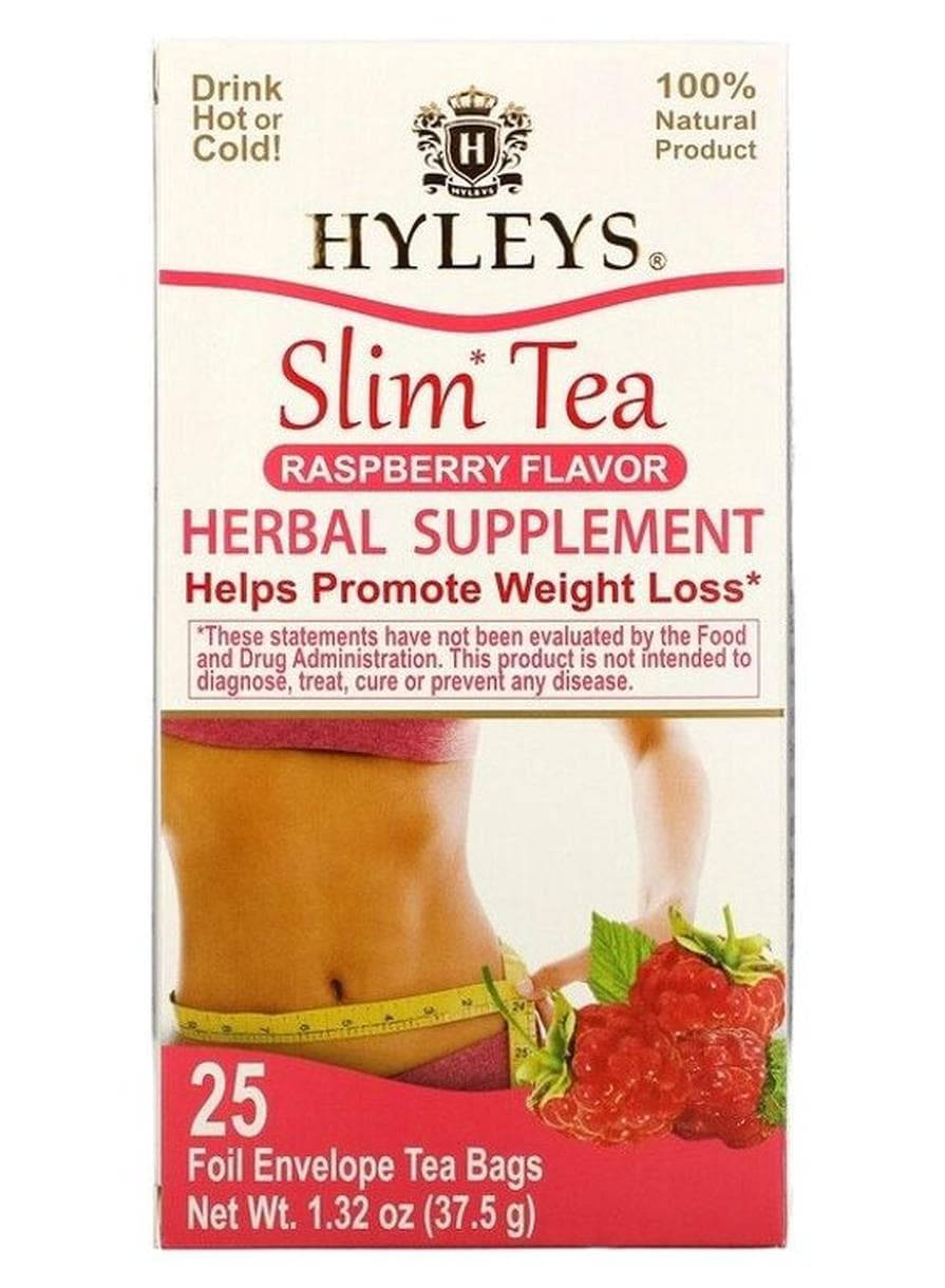 Slim Tea Raspberry Flavor 25 Foil Envelope Tea Bags 1.32 Oz
