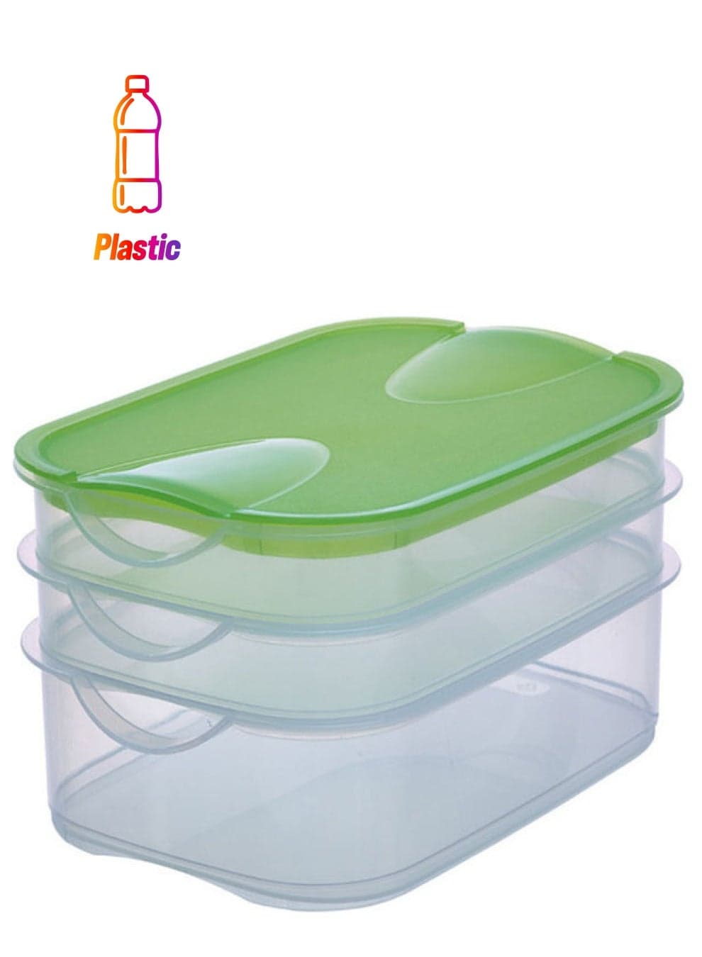 3-Layer Fridge Box Green/Clear 23 x 15.5 x 10cm