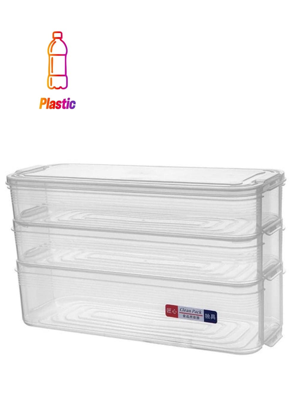 Fridge Organiser Storage Plastic Food Containers with Lid Clear 31 X 18 X 12.5cm