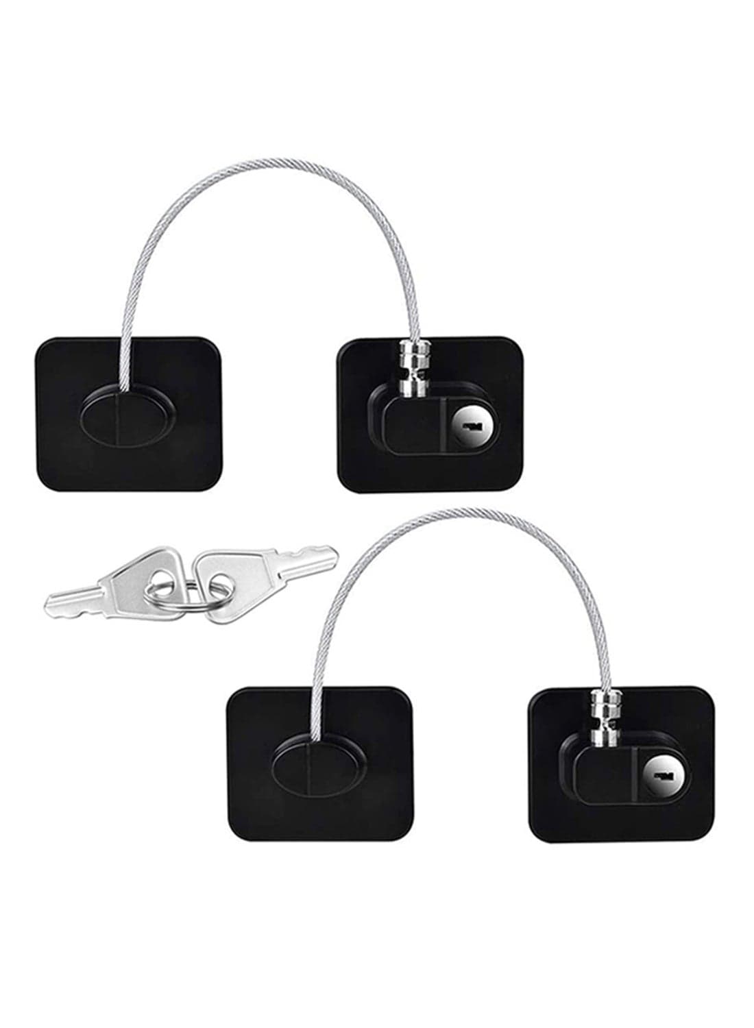Pack Of 2 Child Safety Cable Fridge Window Lock With Key Set