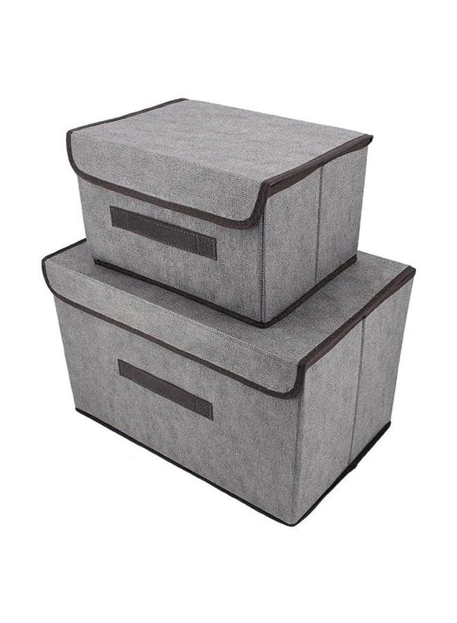Pack Of 2 Foldable Storage Box With Lid Multicolour 36x23x24cm