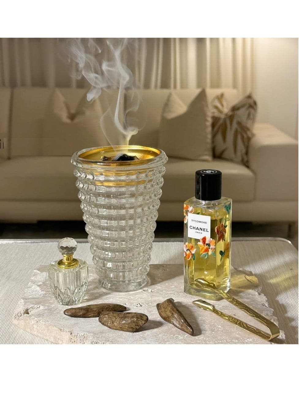 Crystal Finished Madkhan Bakhoor with Incense Burner Clear 15cm Clear 15cm