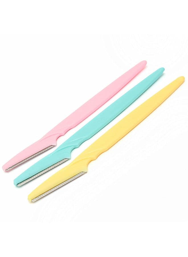 Set Of 3 Eyebrow/Facial Hair Razor Pink/Blue/Yellow
