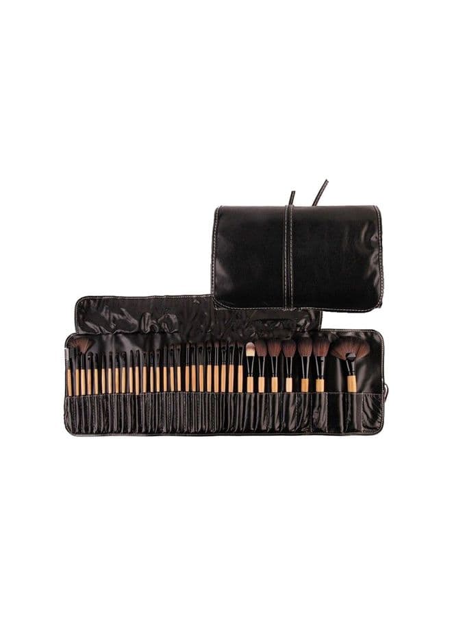 32-Piece Print Logo Makeup Brushes Black