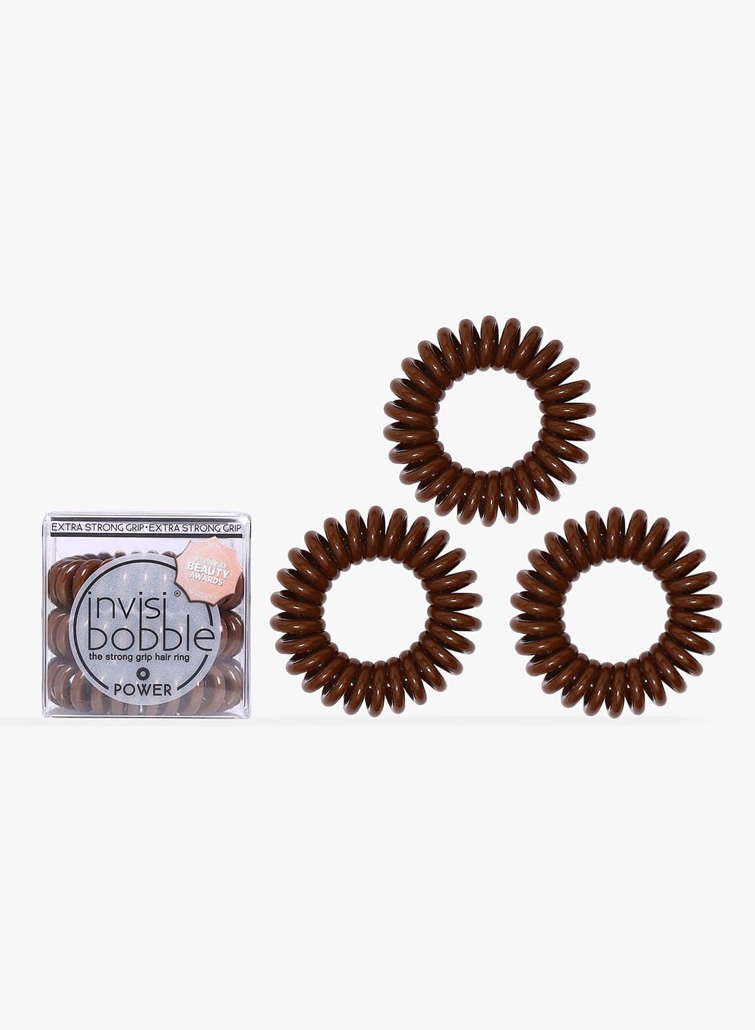 3-Pieces Power Hair Tie Set Brown