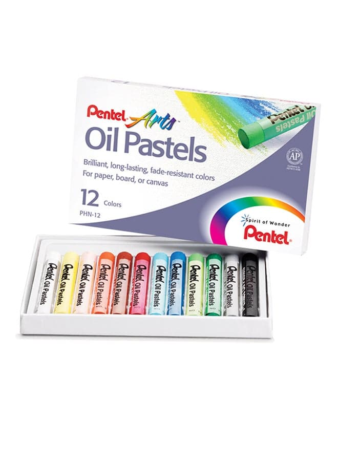 12-Piece Fade Resistant Oil Pastel Set Multicolour