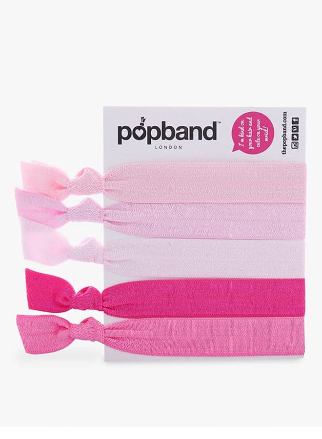 Pack Of 5 Bubble Gum Hair Ties Pink/White