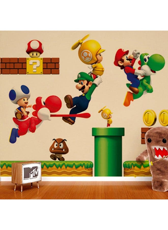 Polyvinyl Chloride Printed Super Mario Wall Sticker Multicolour