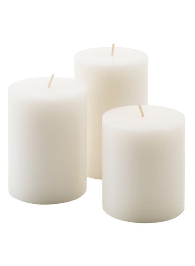 Set Of 3 Scented Block Candle White 14 x 13 x 11cm