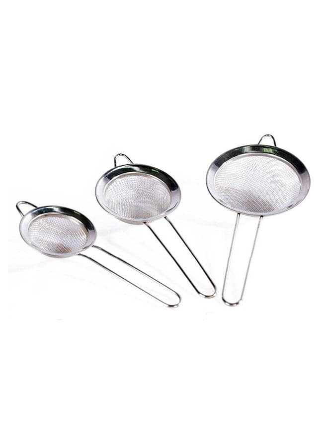 Set Of 3 Tea Strainers Silver Standard