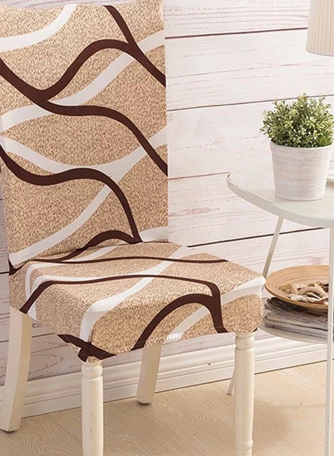 Stretchable Chair Cover Brown/White