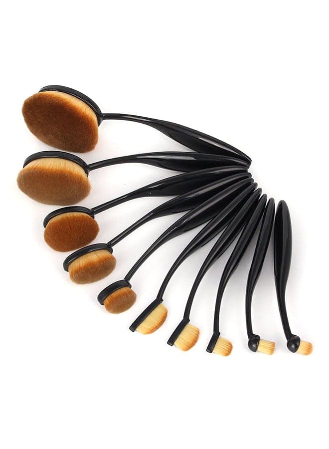 10-Piece Professional Makeup Brush Set Black/Brown