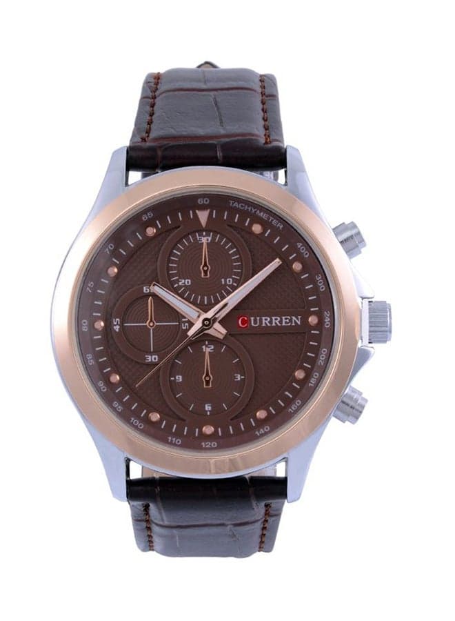 Men's Water Resistant Analog Watch 8138BRBR - 35 mm - Brown