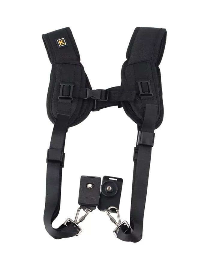 Dual Shoulder Neck Belt Sling Strap For DSLR Camera Black