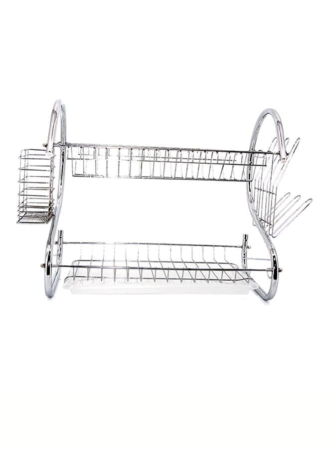 2 Shelves Kitchen Dish Rack Silver