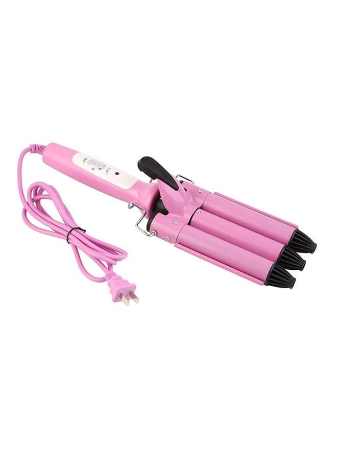 3 Barrel Triple Barrel Ceramic Hair Curling Iron Pink 25mm