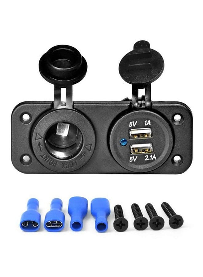 2 USB Adapter Charger Black